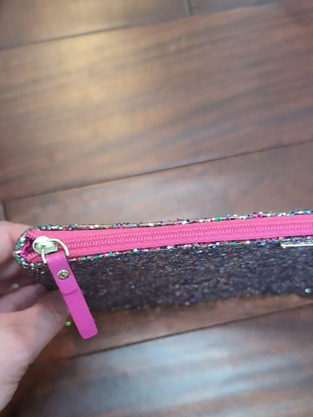 kate spade Multicolor Glitter Zip Pouch - Pink Trim